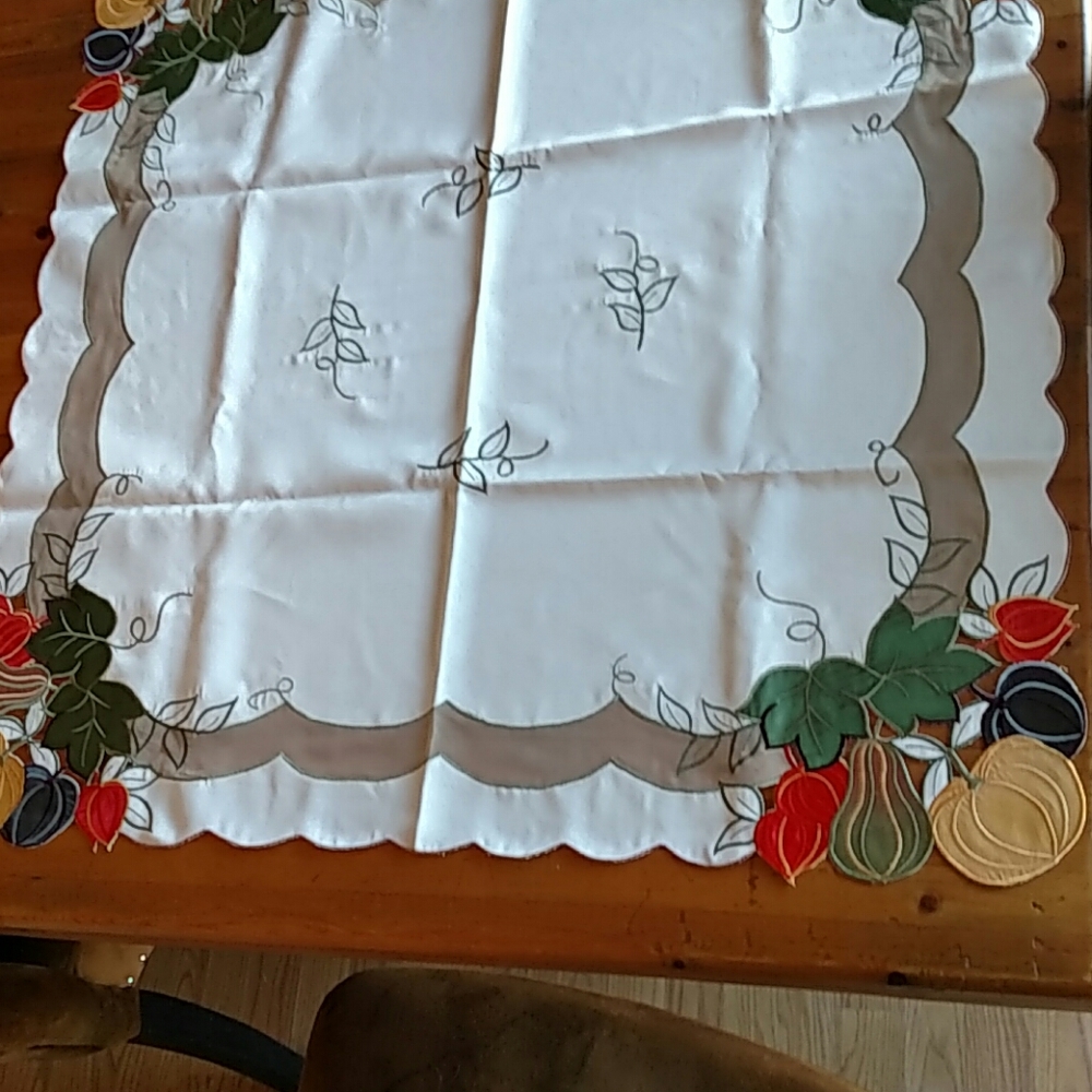 German Embroidered 33" Square Tablecloth New!